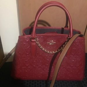 Coach Embossed Patent Leather Sage Satchel